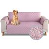 PETCUTE Copridivano Antiscivolo Fodera per divani Trapuntato Copridivano Imbottito Protezioni per divani Impermeabile per Cani, Animali Domestici Rosa 1 Posto