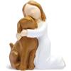 HENGBIRD Willow Tree Figura Ragazza con Cane,Willow Tree Cane statuetta in resina, dolce figura angelo regalo, piccola figura angelo custode per amanti dei cani, decorazione casa & ufficio