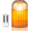 PinnWaa Candele LED, Candele in Vetro Senza Fiamma Tremolante con Telecomando e Funzione Timer, a Batteria, per La Decorazione, Festa, Vacanze, Hotel (D 7.5 x H 10 cm) - Arancia