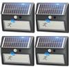 Giliwosy Faretto Luce Solare LED Esterno con Sensore di Movimento 2000mAh, 3 Modo Luce Solare LED Esterno 6500K IP65 Lampade da Esterno Solari con Pannello Solari per Garage, Parete, Giardino(4 Pezzi)