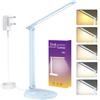 KQPZ Lampada da Scrivania, Lampada da Tavolo Pieghevole con Batteria Integrata e Spina, 5 Temperature Colore e Regolazione Continua, Timer/Tattile/Memoria, Lampada LED Occhi per Casa e Ufficio, Blu