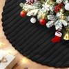 Lanpn Tappeto Sotto Albero di Natale Copribase Albero 90cm, Grande Lusso albero di Natale Copertura Base Piede Gonna per la Decorazioni per interni per feste invernali in casa (Nero)
