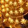 Meleager Luci Natale Decorazioni, 12M 80 Luminosa Fiocco di Neve Bianco Caldo, LED Lucine a Batteria per Albero di Natale, Finestra, Giardino, Addobbi Festa Natalizia Casa
