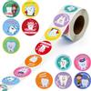 BOXOB 500 Pezzi Adesivo Denti, 2,5cm Rotondi Carini Decalcomania del Dente Premi Dentali per Bambini Bomboniere Articoli Artigianali per Scuole Insegnanti Regali Cliniche