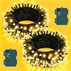 Dalugo Catena luminosa a batteria [2 pezzi], 3 m, 30 LED, luce bianca calda, cavo verde con timer da 6 ore, impermeabile IP65, per interni ed esterni