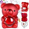 Aloskart Idea Regalo Donna Orsetto con Collana e Rosa Eterna, Orso di Rosa Eterna con Carillon a Manovella, Idee Regalo San Valentino Lei, Orso Rosa Stabilizzata, Regalo per Compleanno e Natale