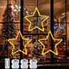 FZIFZI Luci Natale Esterno, 3 Pezzi Luci Natale Stelle de Batteria per Tenda, 8 Modalità Bianco Caldo, Timer, 40 LED Stella Luminosa Natale da Esterno per Albero di Natale, Finestra, Porta, Matrimonio, Festa