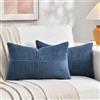 FDTERN Set di 2 Boho Federe de Cuscini per Divano 50x70 in Velluto a Coste Moderno Morbido Motivo a Croce Decorativa Copricuscini per Divano Camera da Letto,Blu