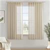 MIULEE Tende Voile Traspiranti Beige per interni, Tende con Passanti Minimaliste a Colori Puri in Finto Lino 2 Pezzi per Soggiorni e Camere da Letto, 140×145cm