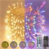 Ayciep Catena luminosa per esterni, 30 m, 300 LED, luce bianca calda e colorata, alimentata a corrente, albero di Natale, 11 modalità, 3 timer, 4 dimmerabili, IP65, funzione di memoria, catena luminosa per