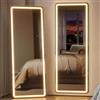 ZKIODV Specchio da parete 160 x 50 cm, con illuminazione, specchio a LED grande, grande specchio illuminato, con supporto per camera da letto, soggiorno, corridoio (nero)