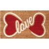Comart - Zerbino Rio in Cocco con Scritte e Disegni Incisi - 40x70 cm - Tappeto Colorato per Ingresso Esterno e Interno - Asciugapassi Antiscivolo - Regalo Casa Nuova - Scritta Love Cuori Rossi