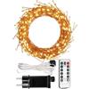 RESNICE 15m 500 LED luci a grappolo bianco caldo, con filo di rame e telecomando, luci per albero di Natale, per interni ed esterni, giardino, camera da letto, terrazza.