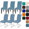Yugarlibi Set di 6 coprisedia elasticizzati per sedia basculante, coprisedia elasticizzati, coprisedia rimovibile, lavabile, protezione per cucina, ristorante, hotel, banchetti, matrimoni (grigio-blu