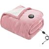GOTCOZY Coperta Elettrica 130x180cm A un Tocco Coperta Elettrica Rosa | 10 Temperature,timer autospegnimento dopo 9H,Riscaldamento Rapido Coperta Termica Elettrica,Lavabile in lavatrice