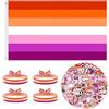 SHOWHEEL Bandiere Lesbian,150x90cm Bandiera Arcobaleno LGBT + 50 Lesbian Sticker + 4 Bracciale LGTB,per il Giorno dell'orgoglio, Bandiera Progress LGBTQ