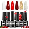 AIMEILI Smalto Semipermanente Natale 6 Colori Gel Unghie Rosso Natale Smalto Semipermanente Unghie Soak Off Smalti Gel Colorati Nail Art 5ml Christmas Kit 6-113
