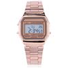 DAUERHAFT Orologio con Cinturino in Acciaio Inossidabile elettronico con retroilluminazione a LED Digitale 3 Colori, Orologio da Polso Rettangolare, Impermeabile 30 m, Unisex(Oro Rosa)