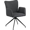 AC Design Furniture Laurikke Set di 2 sedie da pranzo in grigio scuro, sedie da cucina con funzione girevole, sedie imbottite in tessuto strutturato e base in metallo nero, eleganti sedie d'accento,
