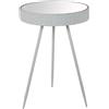 DRW Set 2 tavolini ausiliari rotondi in metallo e superficie a specchio bianco 59 x 40,5 x 40,5 cm