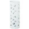 DRW Portaombrelli Rotondo con Farfalle in Metallo Bianco 49x19x19 cm