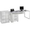 Composad | Scrivania, Cassettiera e Libreria Bassa con 2 Ripiani della Linea Disegno, Set di 3 Mobili per Ufficio, Ufficio Moderno, Colore Bianco Laccato, Made in Italy