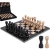 MARBLE RANGE Set di scacchi in marmo per adulti, gioco da tavolo fatto a mano da 12 pollici con 32 pezzi degli scacchi, 2 regine extra e scatola portaoggetti, regalo per la casa (Black & Coral)