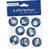 PaPIerDraCHeN 8 Mini Spille per Bottoni (25mm) Come Regalo per Il Compleanno dei Bambini | Decorazione per Astuccio o Borsa di Scuola | Regalo per Il Primo Giorno di Scuola - Design Astronaut - Set 5