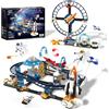 Rongmeiz 2 In 1 Blocchi Costruzione, Stem Giocattoli Con Razzi Ufo Satelliti Capsule Spaziali, Esplorazione Spaziale Montagne Russe Parco Cittadino Giochi, 764 Pezzi, Regalo Per Ragazzi Ragazze Bambini 6+