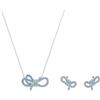 Swarovski Set Lifelong Bow, Fiocco, Blu, Placcato rodio