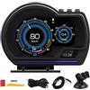 Akozon Display Head Up HUD per Auto Contagiri con Indicatore Intelligente OBD2 + GPS da 11 V-18 V Allarme Turbo RPM del Tachimetro HUD per Auto Indicatore Multifunzione Per