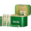 imuto Batterie ricaricabili AA×4 e AAA×4 al litio con caricabatterie ibrido, 1,5V Pile tripla A e doppia A (3A), batteria agli ioni di litio con caricabatterie ibrido Ni-MH/litio (edizione natalizia)