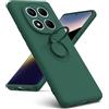 Oududianzi Cover per Xiaomi Redmi Note 14 Pro 5G con Protezione Fotocamera, Supporto Anello 360°, Custodia in Silicone Liquido, Verde Notte
