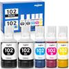Spaceink Inchiostro 102 Compatibile con Epson ET-2851 ET-2850 ET-3850 ET-15000 ET-4850 ET-4856 ET-2750 ET-4750 ET-2856,102 Inchiostro Multipack (5 Flacone, Nero 140ml x2,Ciano,Magenta,Giallo 70ml)