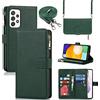 Cavor Cover Samsung A52/A52S con Cordino,Flip Leder Portafoglio Custodia in Pelle,[9 Porta Carte][Chiusura Magnetica],Custodia Libro Cover con Laccio per Samsung Galaxy A52/A52S 5G - Verde Scuro