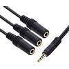 CABLEPELADO Cavo splitter jack da 3,5 mm con microfono 4 pin | Cuffie splitter a 3 vie da 3,5 mm | TRRS | Compatibile con Compatibile con PS5 / PS4, Cuffie, Altoparlante, PC, Cellulare | Nero | 50cm