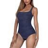 SHAPERIN Donna Body Modellante Denim Body Contenitivo Intimo Snellente Pancia Piatta Dimagrante Shaping Bodysuit Collo Quadrato Blu XL