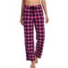 Nutria Pantaloni da pigiama da donna in flanella a quadretti in cotone morbido spazzolato PJ Bottoms caldo lounge sonno invernale biancheria da notte con tasche D06B, Verde e blu navy a scacchi, XXL
