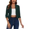 LADI TREND Blazer corto da donna, senza colletto, giacche aperte sul davanti, maniche a 3/4, cardigan in mezzo lino, N-navy, 40