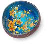 YEASQGS Ciotole dipinte a mano con motivo floreale in noce di cocco naturale, ciotola decorativa per chiavi, caramelle, noci (blu, 1)