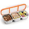 Yamobi Bento-Snack-Contenitore con coperchi a prova di perdite, 3 scomparti, scatola per snack con scomparti, riutilizzabile, acciaio inossidabile, conservazione degli alimenti, lunchbox, scatola