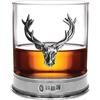 English Pewter Company Sheffield, Englan English Pewter Company Bicchiere in vetro di Whisky con testa di cervo con base in peltro [STAG 104]
