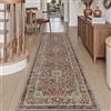 DEXI Passatoia Corridoio 60 x 150 cm, Tappeto Cucina Antiscivolo Lavabile, Tappetino Morbido Vintage di Pelo Corto - Assorbente per Porta, Ingresso Interno e Lavanderia, Rosso Ruggine