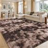 smiry Tappeto a pelo lungo per soggiorno, antiscivolo, moderno, soffice e accogliente, per decorazione del soggiorno, camera da letto, cameretta dei bambini, 140 x 200 cm, marrone