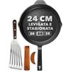 TECOR padella ghisa induzione 24 cm levigata - Resistente e versatile | Naturalmente antiaderente e universale per tutte le fonti di calore - cuochi amatoriali e professionisti - Cast Iron Skillet