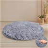 UOCAI Tappeto rotondo grigio 60 cm, lavabile, a pelo lungo, per soggiorno, camera da letto, camera da letto e cameretta dei bambini
