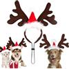 QIMMU Fascia Per Animali Domestici di Natale,Natale Renna Cerchietto,Fascia per Cani Natalizi,Fasci Per Corna Di Renna Regolabile,Animali Domestici Corna di Renne con Cappello di Natales