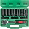 FZYCOM Set di 14 Pezzi Chiave a Bussola Lunga 1/2 Pollice (8-24mm) con Cricchetto e Valigetta, Kit Chiavi a Bussola, Set Bussole a Impatto 1/2 per Riparazioni Auto, Cambio Gomme