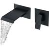 BAITUJIE - Rubinetto da bagno a parete con bocca a cascata in ottone nero opaco, riempitore da bagno a muro