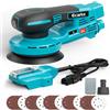 Ecarke Levigatrice orbitale a batteria da 125 mm per batterie Makita da 18 V, motore brushless, 15.000 giri/min, controllo della velocità a 6 livelli, con sacchetto antipolvere e 20 fogli abrasivi